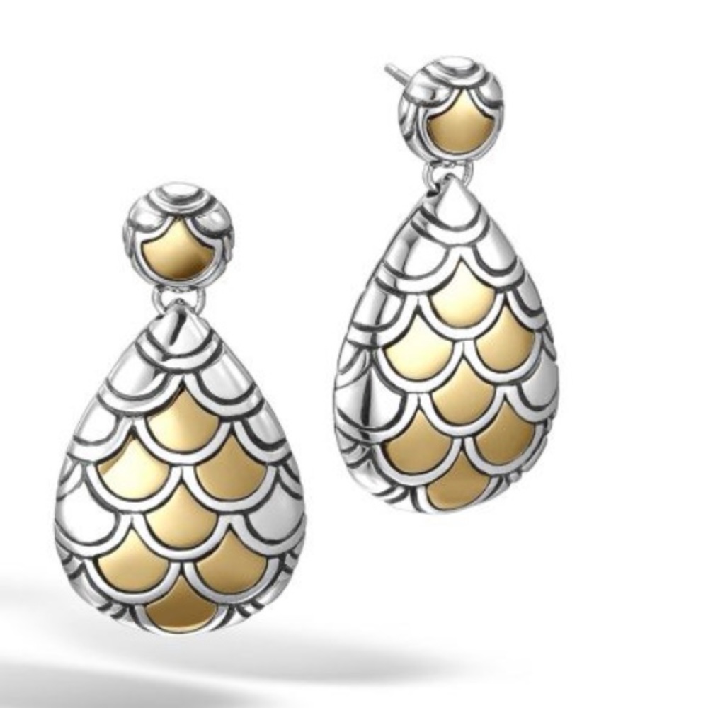 JOHN HARD SILVER 18K LEGENDS NAGA DROP EARRINGS - Picture 4 of 11